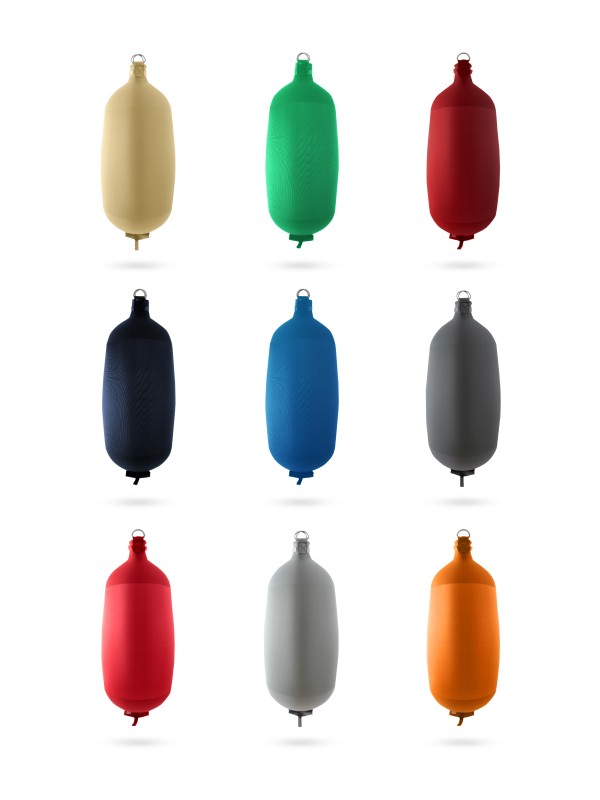Cylindrical fenders in textile C84 of different colors FENDERTEX®