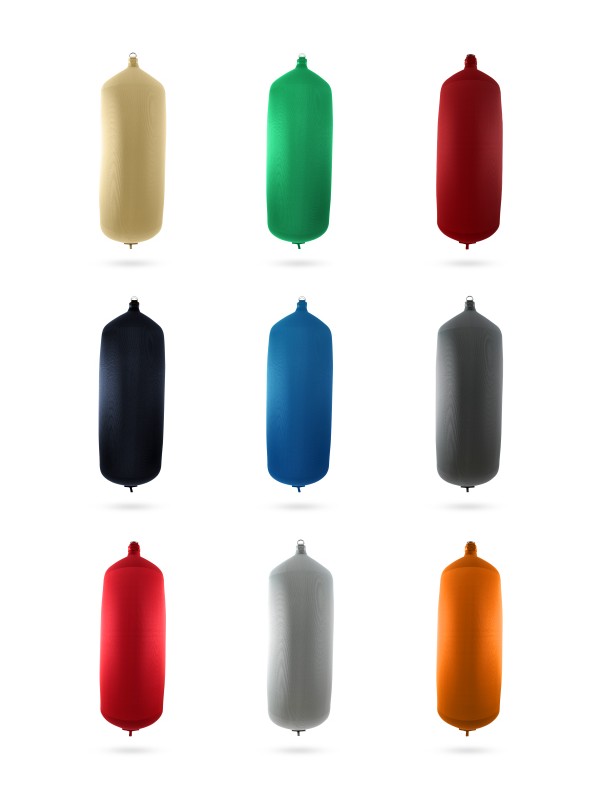 Cylindrical fenders in textile C175 of different colors FENDERTEX®
